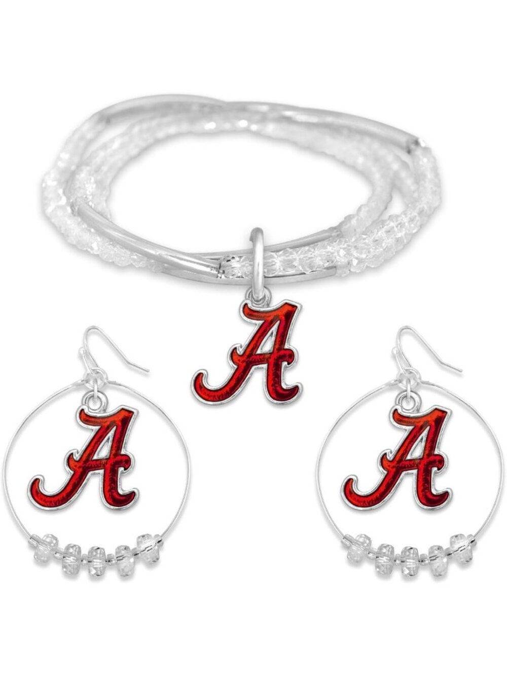 Elegant Silver Jewelry Set - Dazzling Bracelet & Chic Hoop Earrings